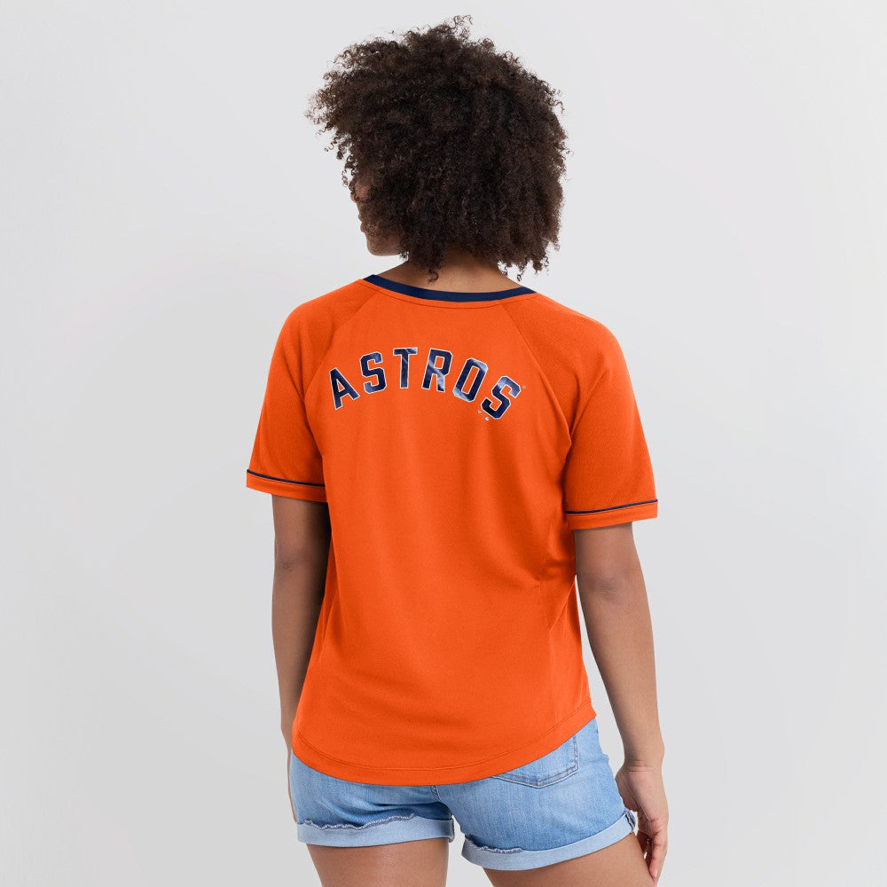MLB Houston Astros Fanatics Women's Cooperstown Collection League Diva Raglan V-Neck T-Shirt