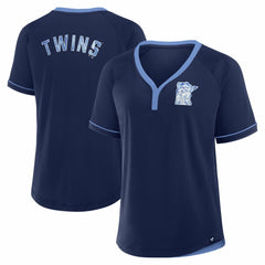 MLB Minnesota Twins Fanatics Women's Cooperstown Collection League Diva Raglan V-Neck T-Shirt