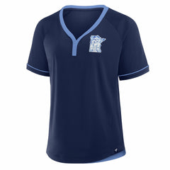 MLB Minnesota Twins Fanatics Women's Cooperstown Collection League Diva Raglan V-Neck T-Shirt