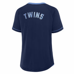 MLB Minnesota Twins Fanatics Women's Cooperstown Collection League Diva Raglan V-Neck T-Shirt