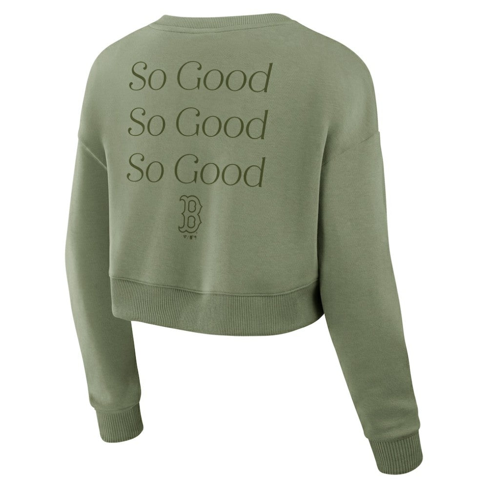 MLB Boston Red Sox Fanatics Women's Studio Cropped Pullover Sweatshirt