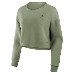 MLB Atlanta Braves Fanatics Women's Studio Cropped Pullover Sweatshirt