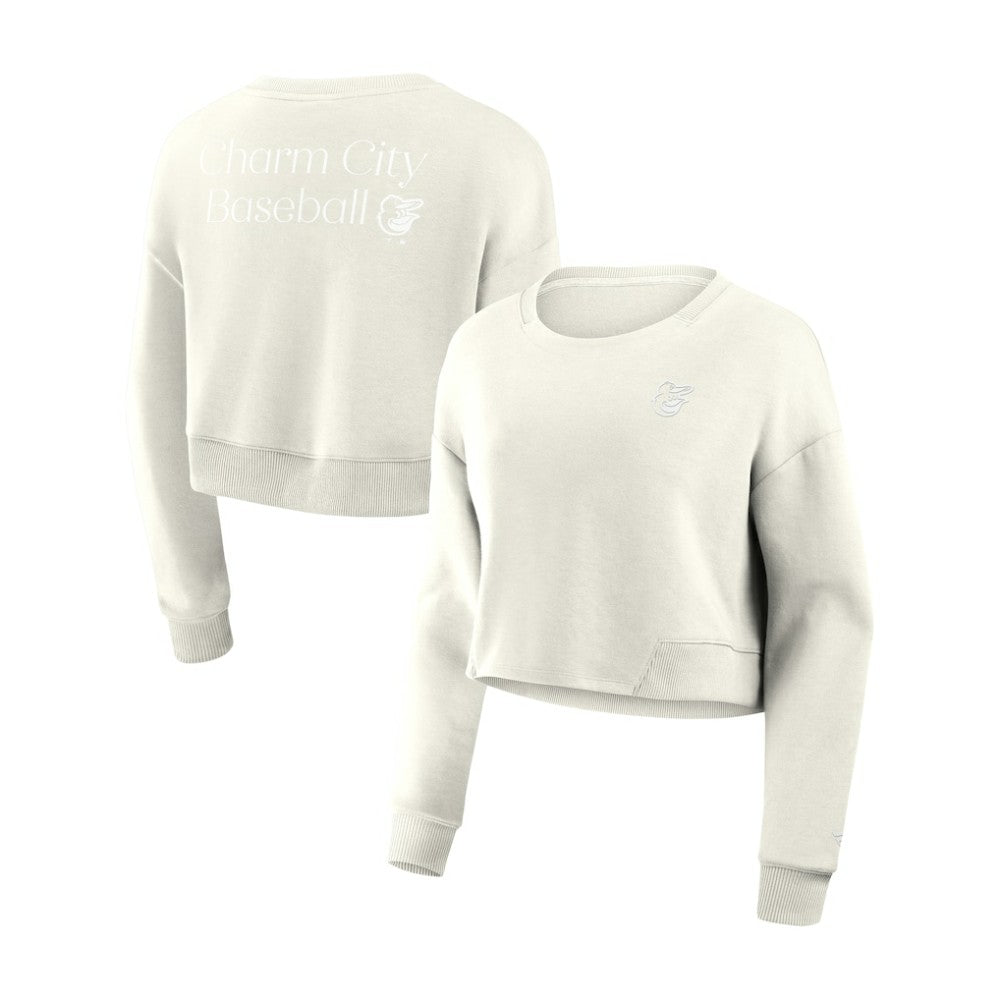 MLB Baltimore Orioles Fanatics Women's Studio Cropped Pullover Sweatshirt