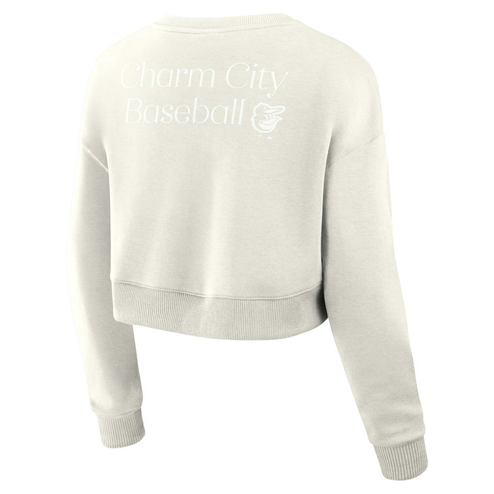 MLB Baltimore Orioles Fanatics Women's Studio Cropped Pullover Sweatshirt