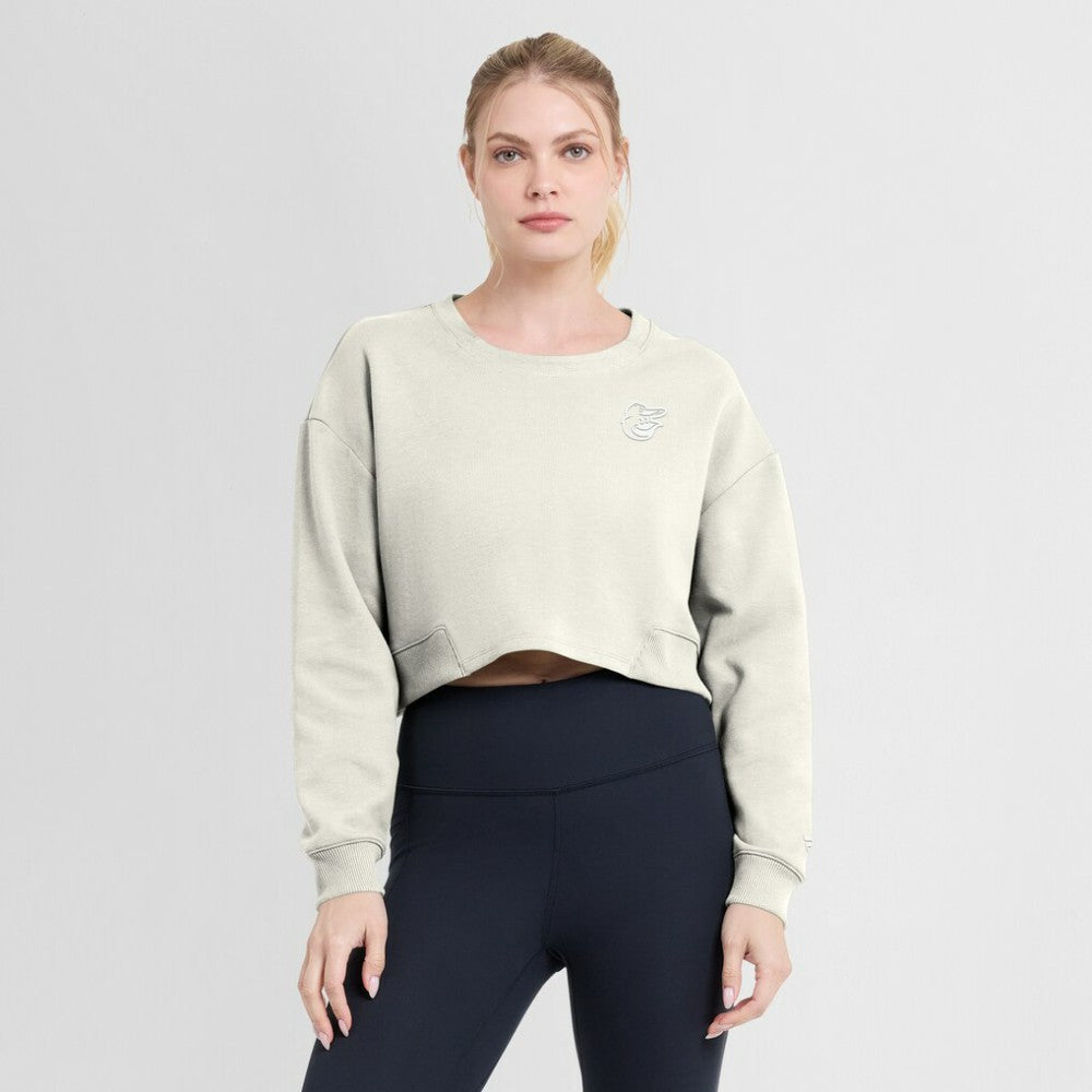 MLB Baltimore Orioles Fanatics Women's Studio Cropped Pullover Sweatshirt