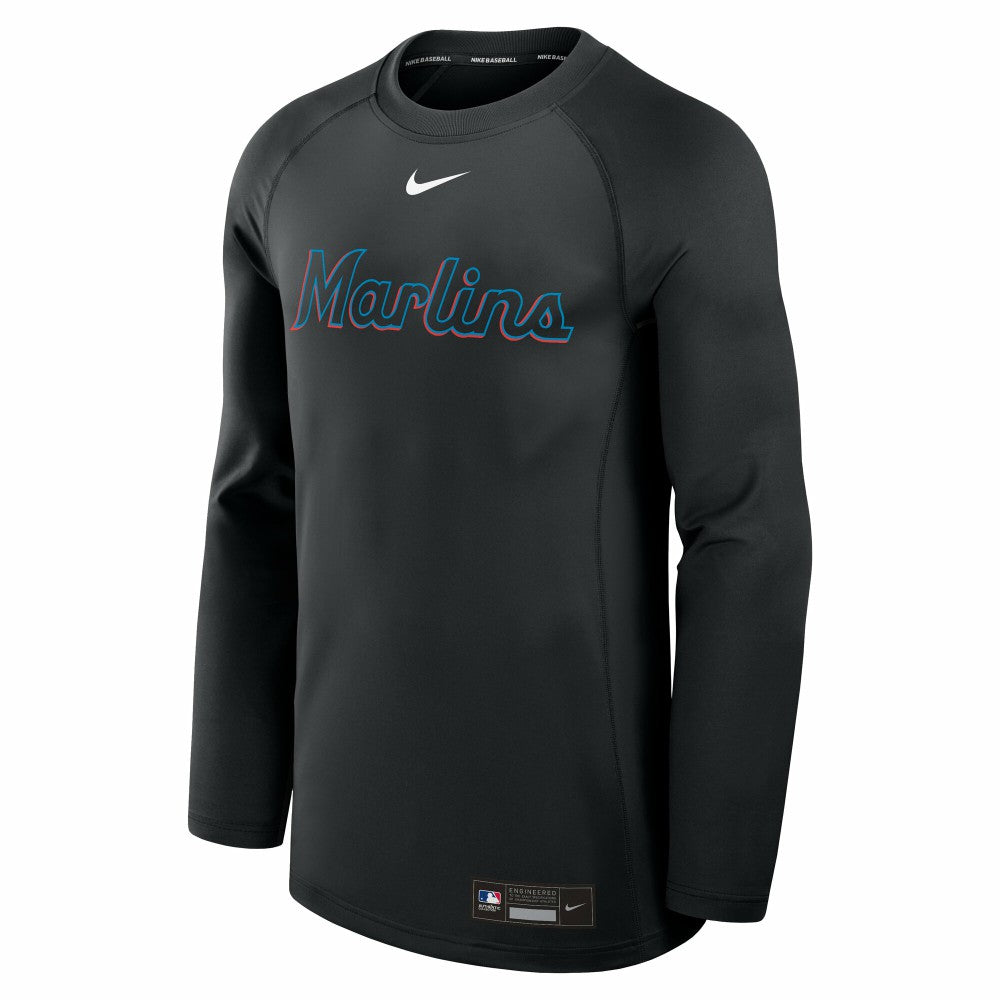 MLB Miami Marlins Nike Authentic Collection Game Time Raglan Dri-FIT Long Sleeve T-Shirt