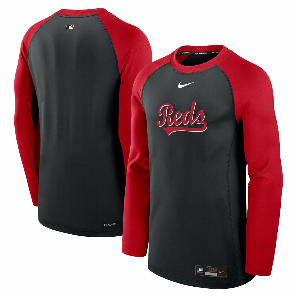 MLB Cincinnati Reds Nike Authentic Collection Game Time Raglan Dri-FIT Long Sleeve T-Shirt