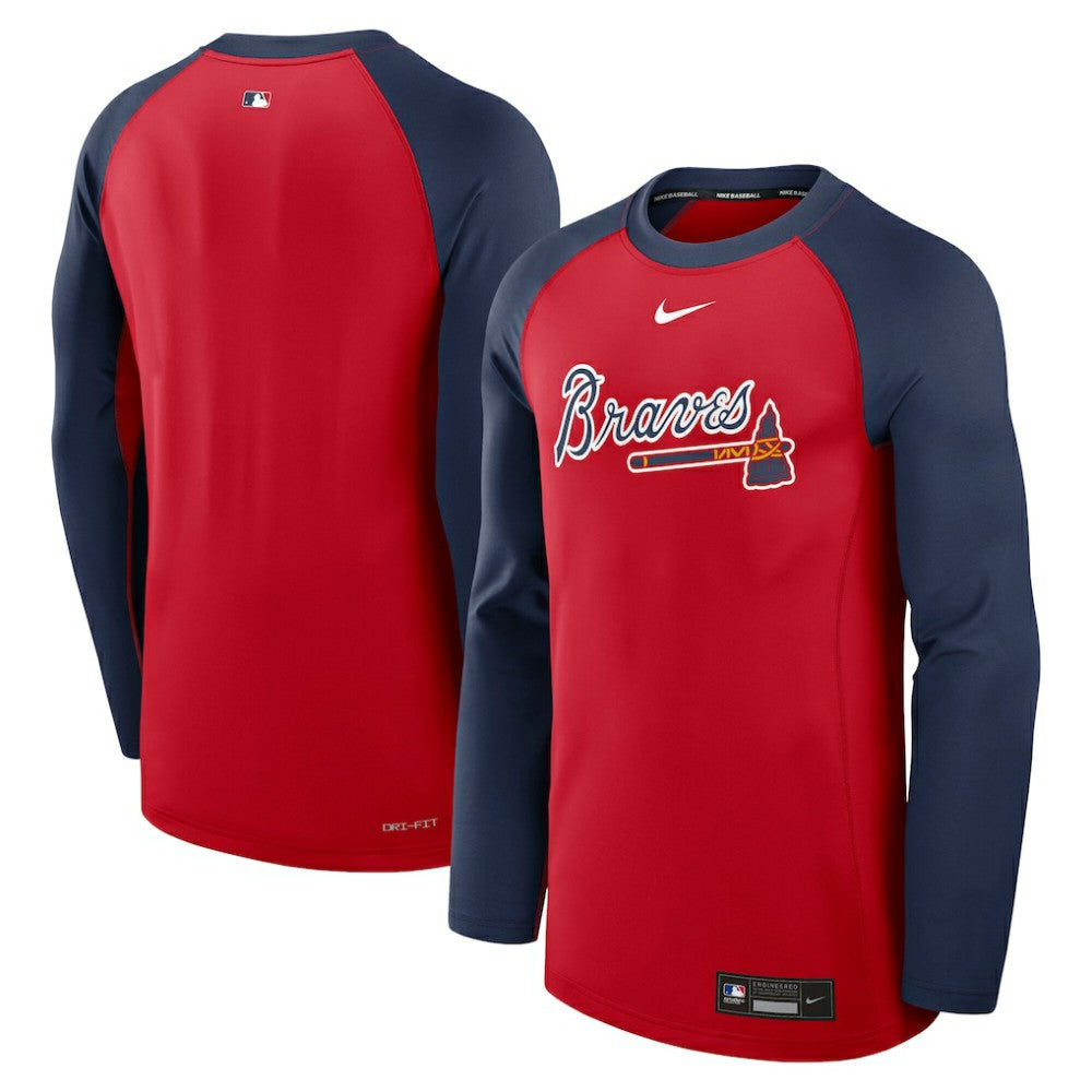 MLB Atlanta Braves Nike Authentic Collection Game Time Raglan Dri-FIT Long Sleeve T-Shirt