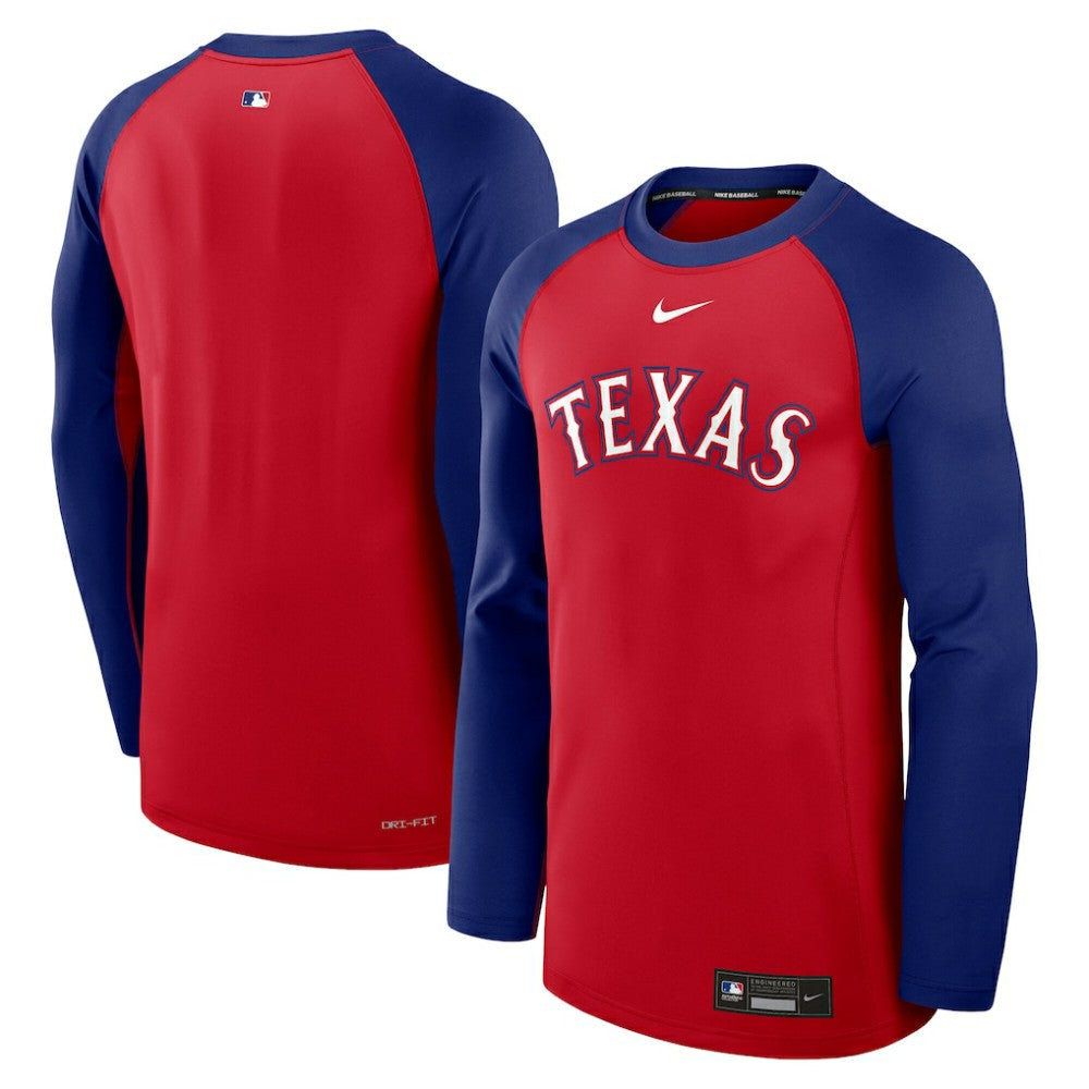 MLB Texas Rangers Nike Authentic Collection Game Time Raglan Dri-FIT Long Sleeve T-Shirt