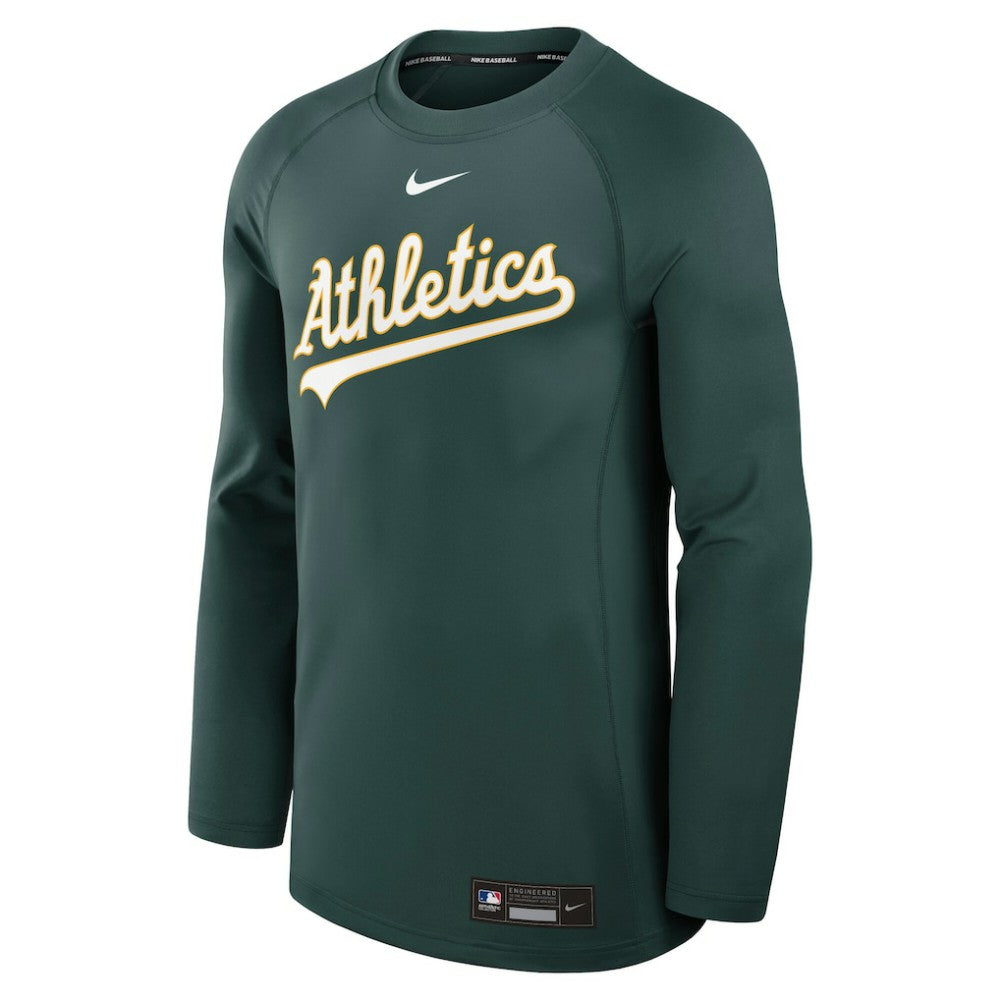MLB Athletics Nike Authentic Collection Game Time Raglan Dri-FIT Long Sleeve T-Shirt