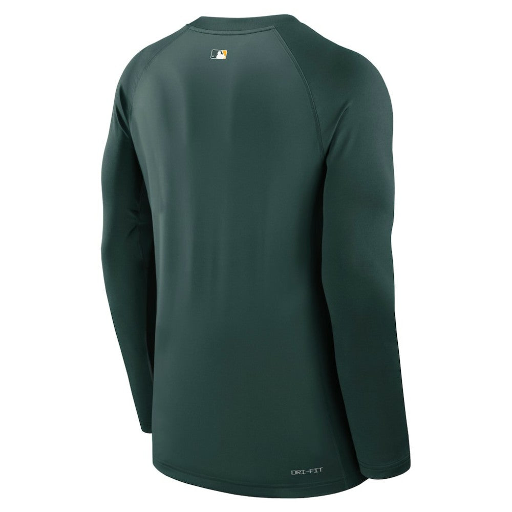 MLB Athletics Nike Authentic Collection Game Time Raglan Dri-FIT Long Sleeve T-Shirt