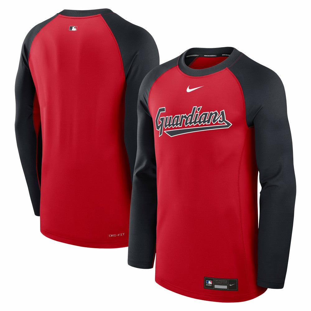 MLB Cleveland Guardians Nike Authentic Collection Game Time Raglan Dri-FIT Long Sleeve T-Shirt