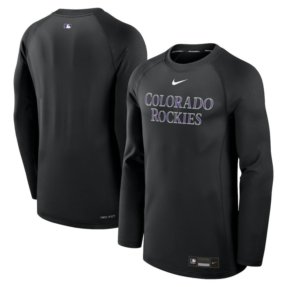 MLB Colorado Rockies Nike Authentic Collection Game Time Raglan Dri-FIT Long Sleeve T-Shirt