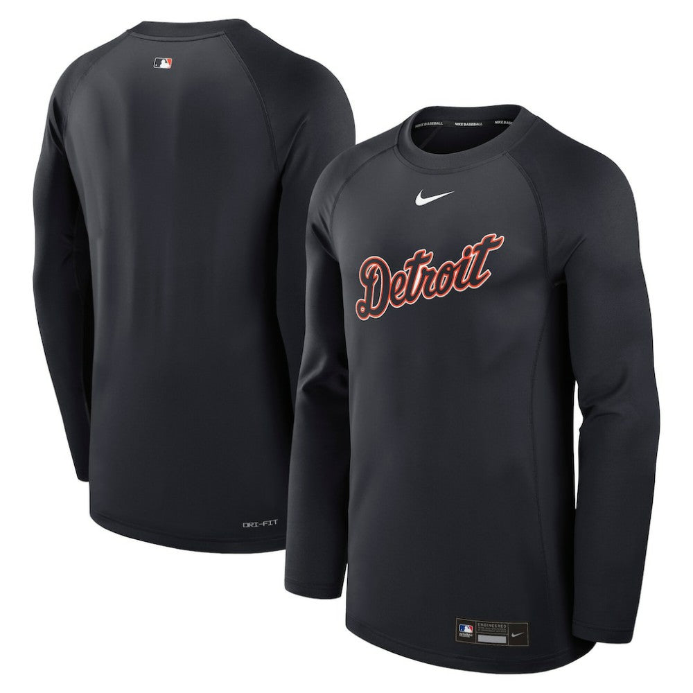 MLB Detroit Tigers Nike Authentic Collection Game Time Raglan Dri-FIT Long Sleeve T-Shirt
