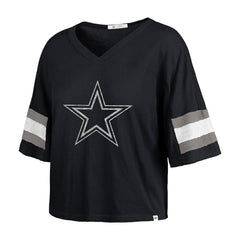 '47 Women's Double Header Scout Cropped V-Neck T-Shirt - Dallas Cowboys
