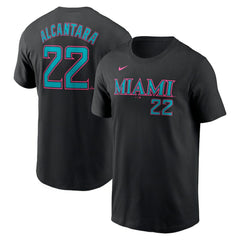MLB Sandy Alcantara Miami Marlins Nike 2025 City Connect Fuse Name & Number T-Shirt