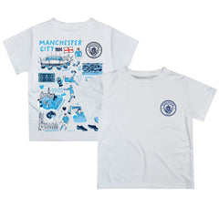 Manchester City Vive La Fete Youth Impressions Artwork T-Shirt -  White