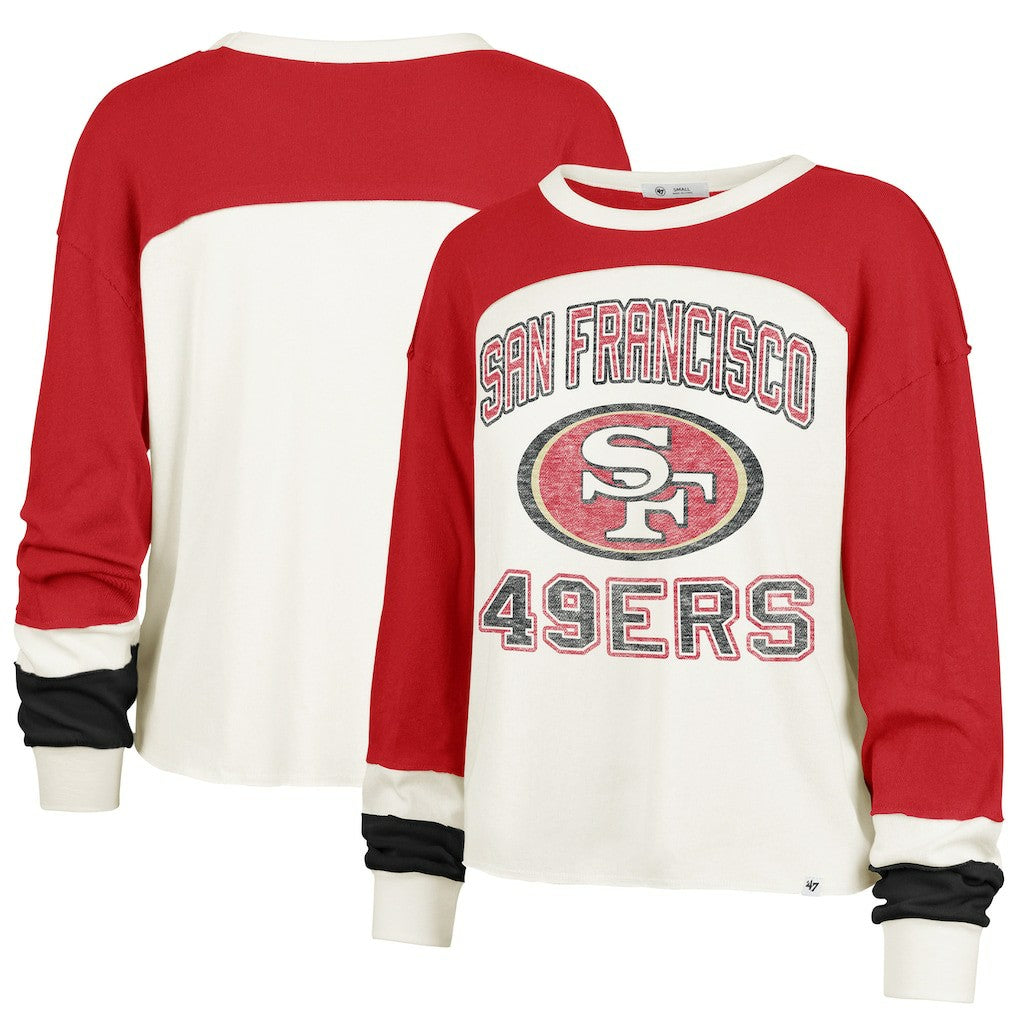 '47 Women's Plus Size Double Header Curve Toni Long Sleeve T-Shirt - San Francisco 49ers
