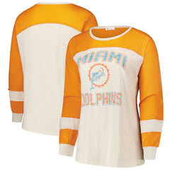 '47 Women's Plus Size Double Header Curve Toni Long Sleeve T-Shirt - Miami Dolphins