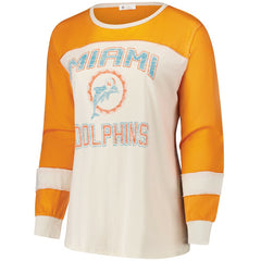 '47 Women's Plus Size Double Header Curve Toni Long Sleeve T-Shirt - Miami Dolphins
