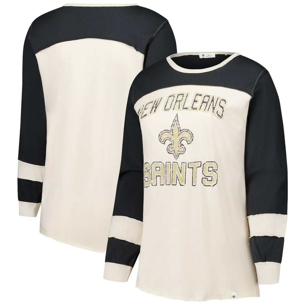 '47 Women's Plus Size Double Header Curve Toni Long Sleeve T-Shirt - New Orleans Saints