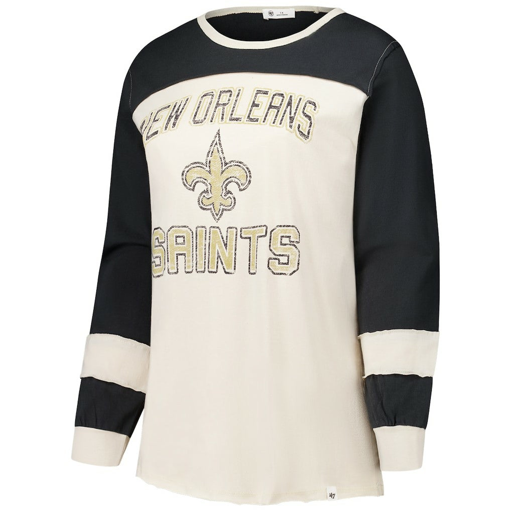 '47 Women's Plus Size Double Header Curve Toni Long Sleeve T-Shirt - New Orleans Saints