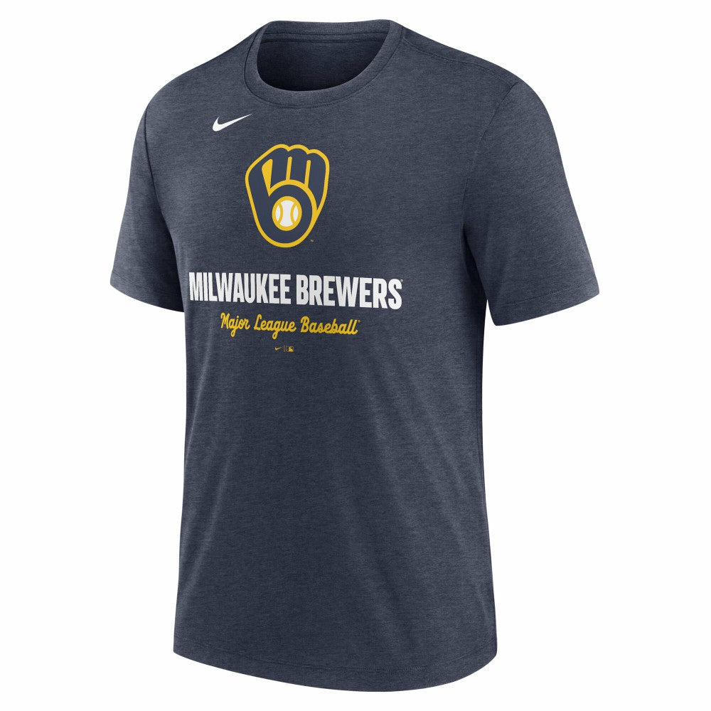 MLB Milwaukee Brewers Nike Logo Tri-Blend T-Shirt
