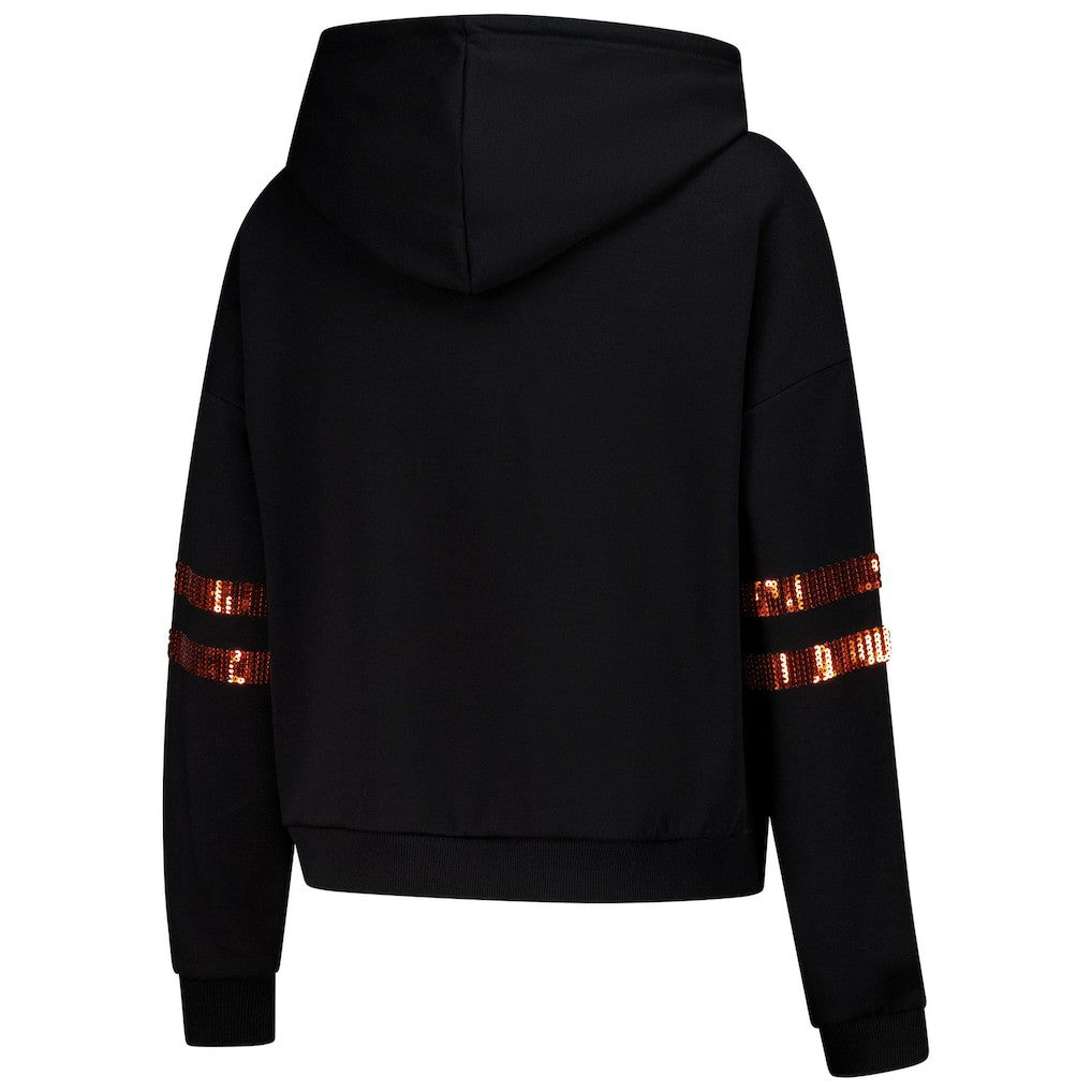 Cuce Women's Cropped Sequins Pullover Hoodie - Cincinnati Bengals