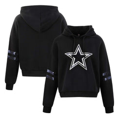 Cuce Women's Cropped Sequins Pullover Hoodie - Dallas Cowboys