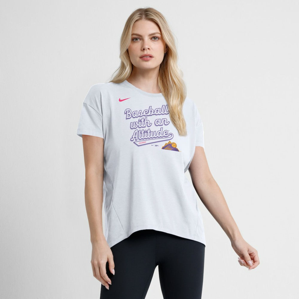 MLB Colorado Rockies Nike Women's 2025 City Connect Flowy Fashion Tri-Blend Dri-FIT T-Shirt