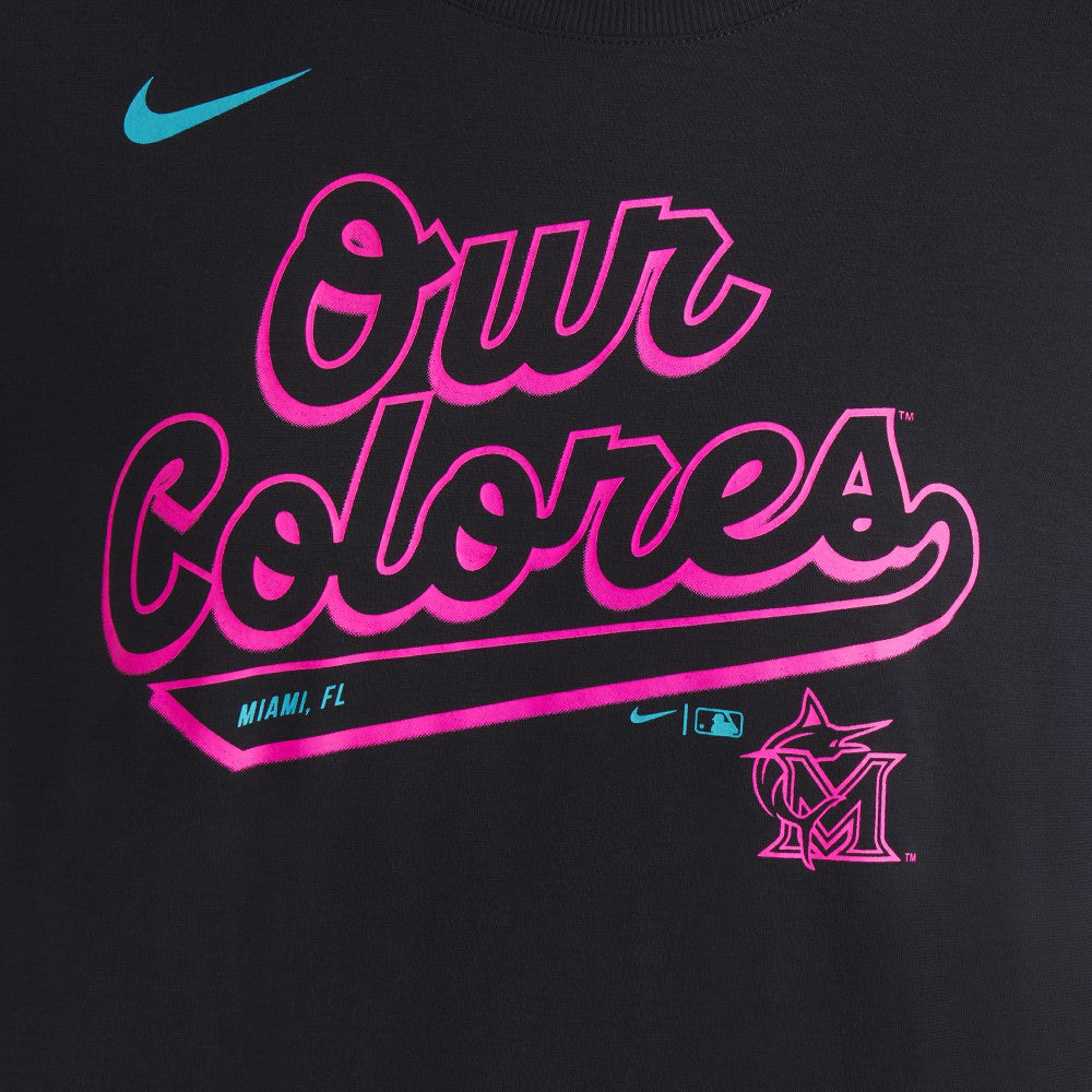 MLB Miami Marlins Nike Women's 2025 City Connect Flowy Fashion Tri-Blend Dri-FIT T-Shirt