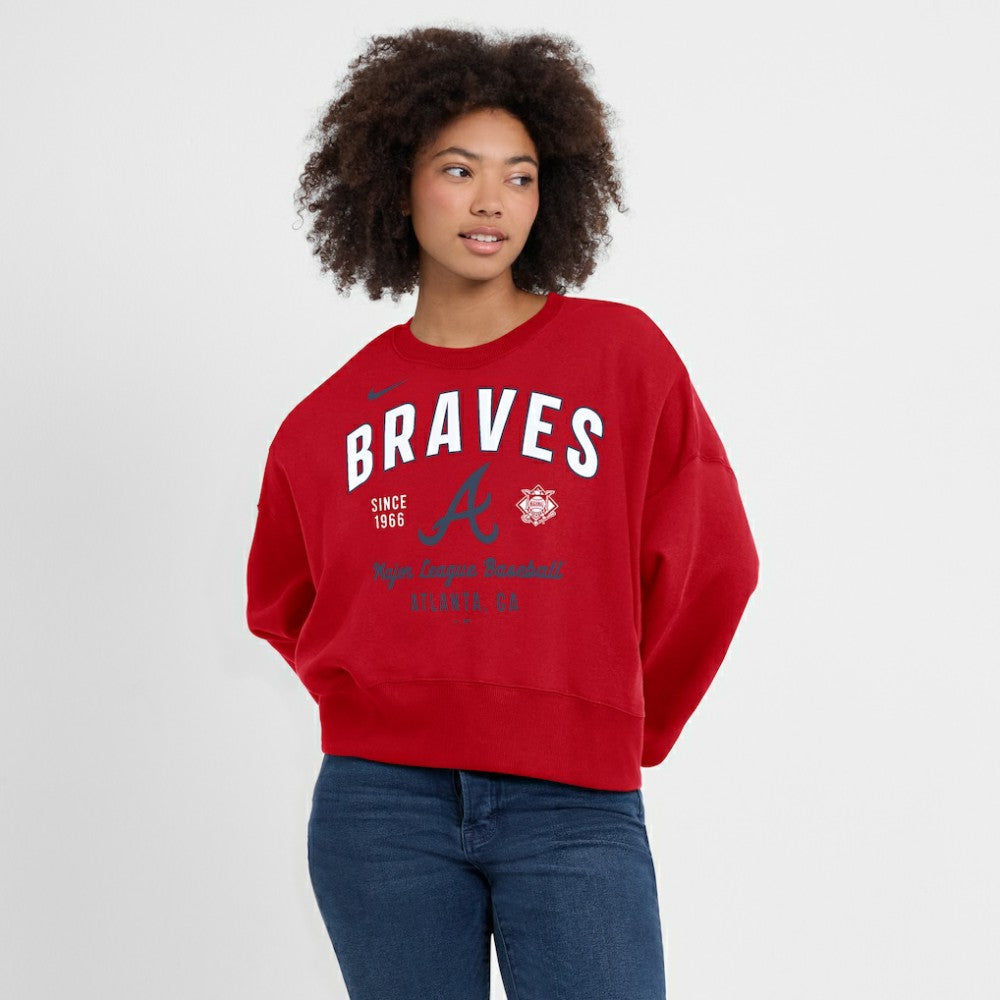 MLB Atlanta Braves Nike Women's Oversized High Hip Pullover Sweatshirt