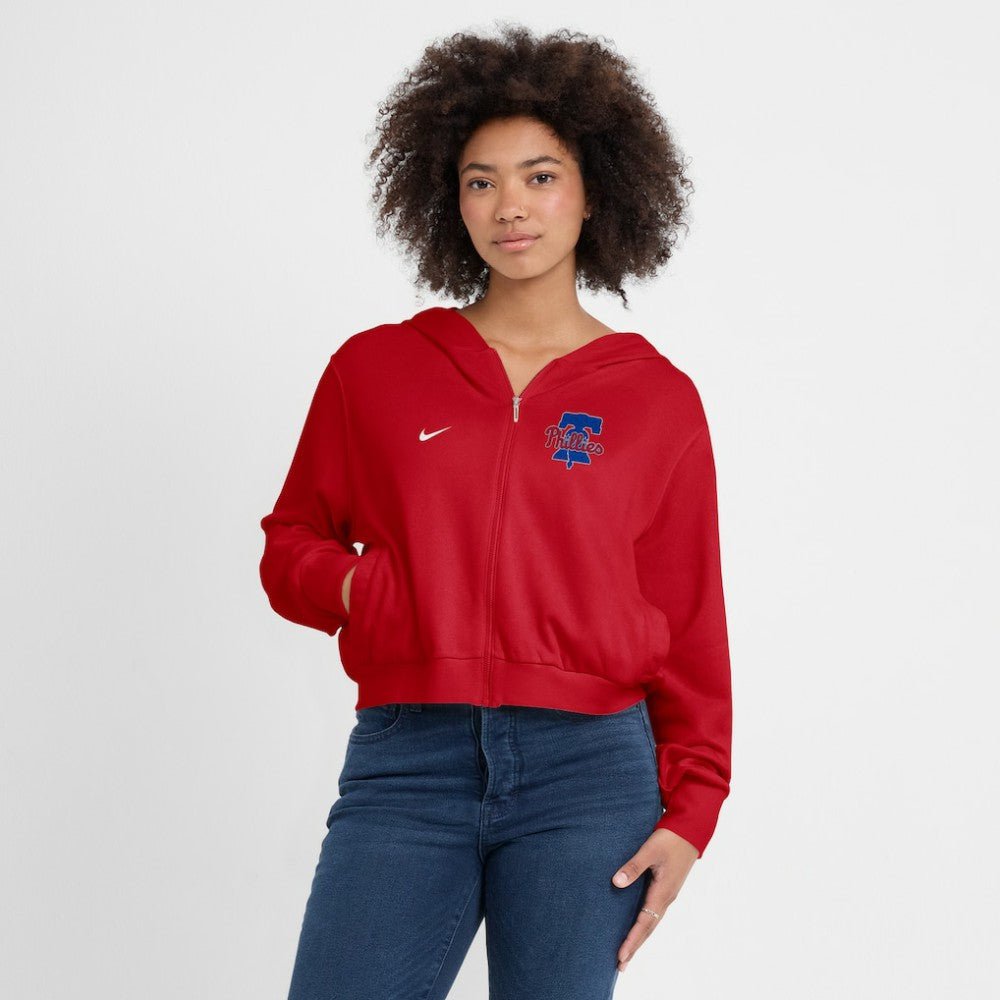 MLB Philadelphia Phillies Nike Women's Cropped Chill Full-Zip Hoodie