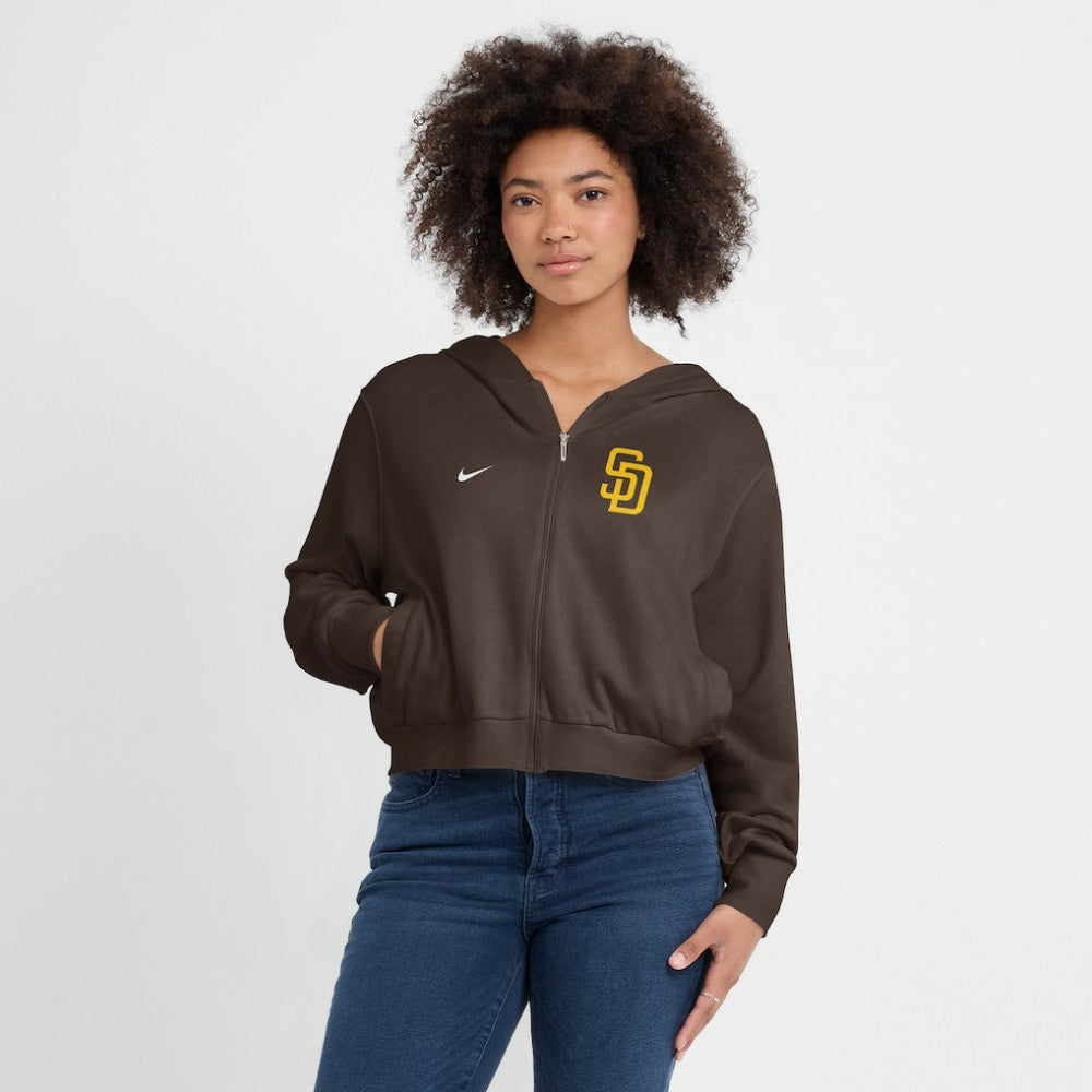 MLB San Diego Padres Nike Women's Cropped Chill Full-Zip Hoodie