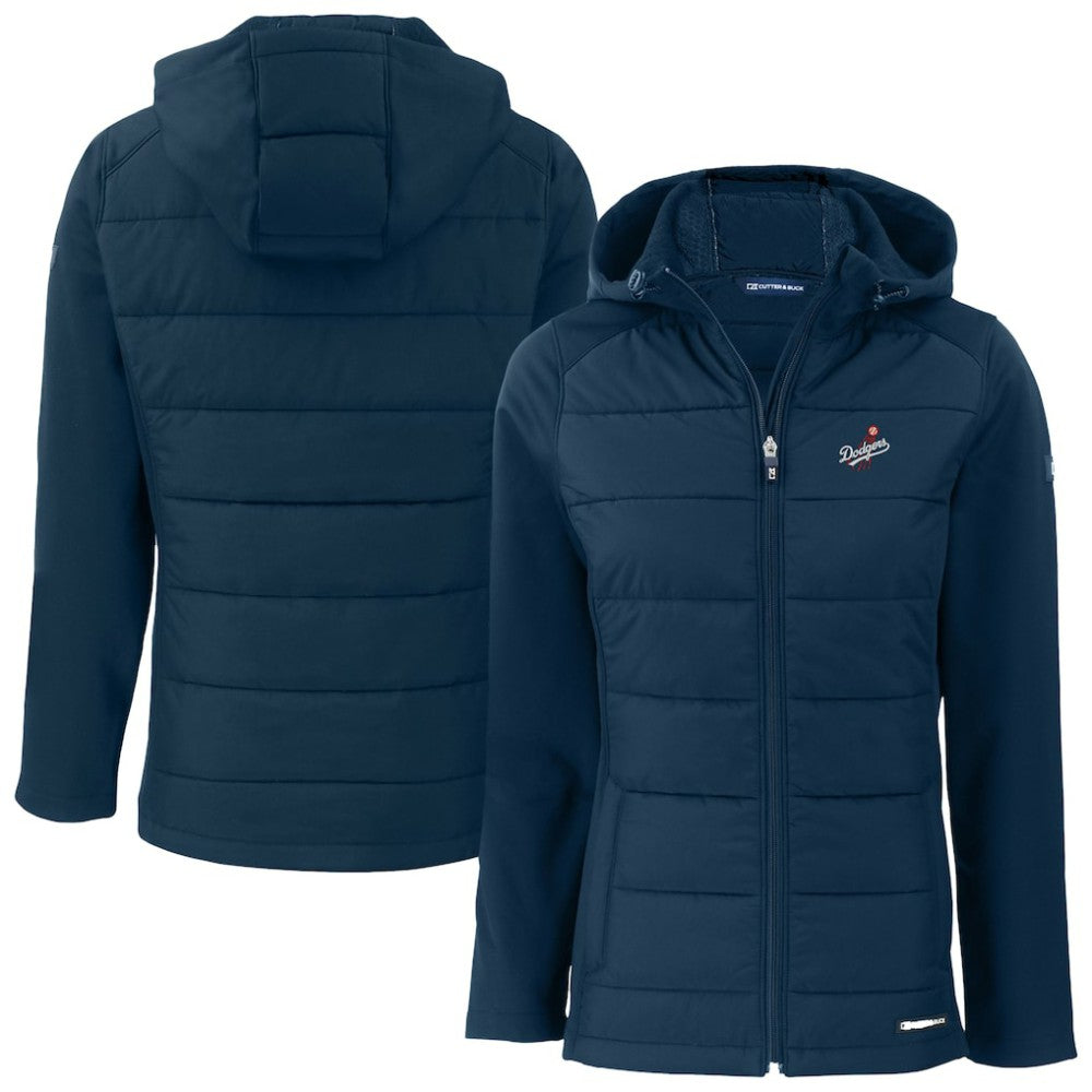 MLB Los Angeles Dodgers Cutter & Buck Women's  Evoke Hybrid Eco Softshell Recycled Full-Zip Hoodie Jacket