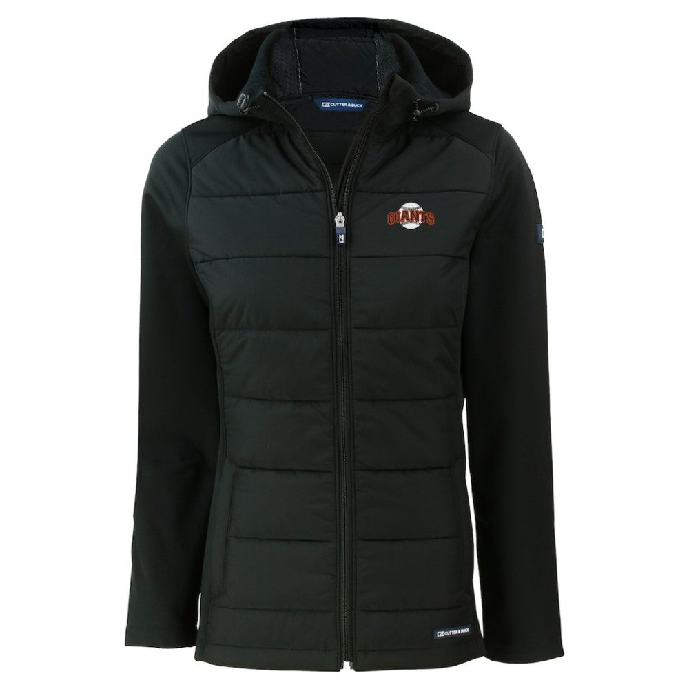 MLB San Francisco Giants Cutter & Buck Women's  Evoke Hybrid Eco Softshell Recycled Full-Zip Hoodie Jacket