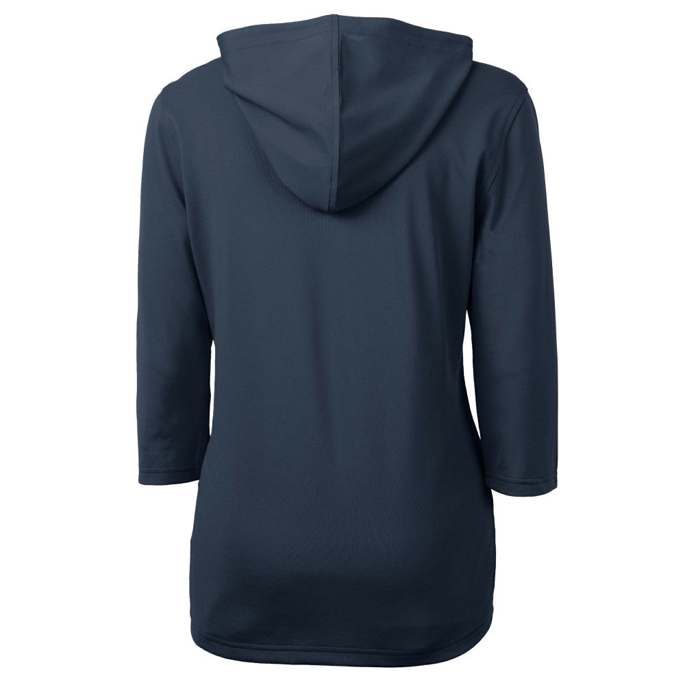 MLB Cleveland Guardians Cutter & Buck Women's  DryTec Virtue Eco Pique Recycled 3/4-Sleeve Half-Zip Pullover Hoodie