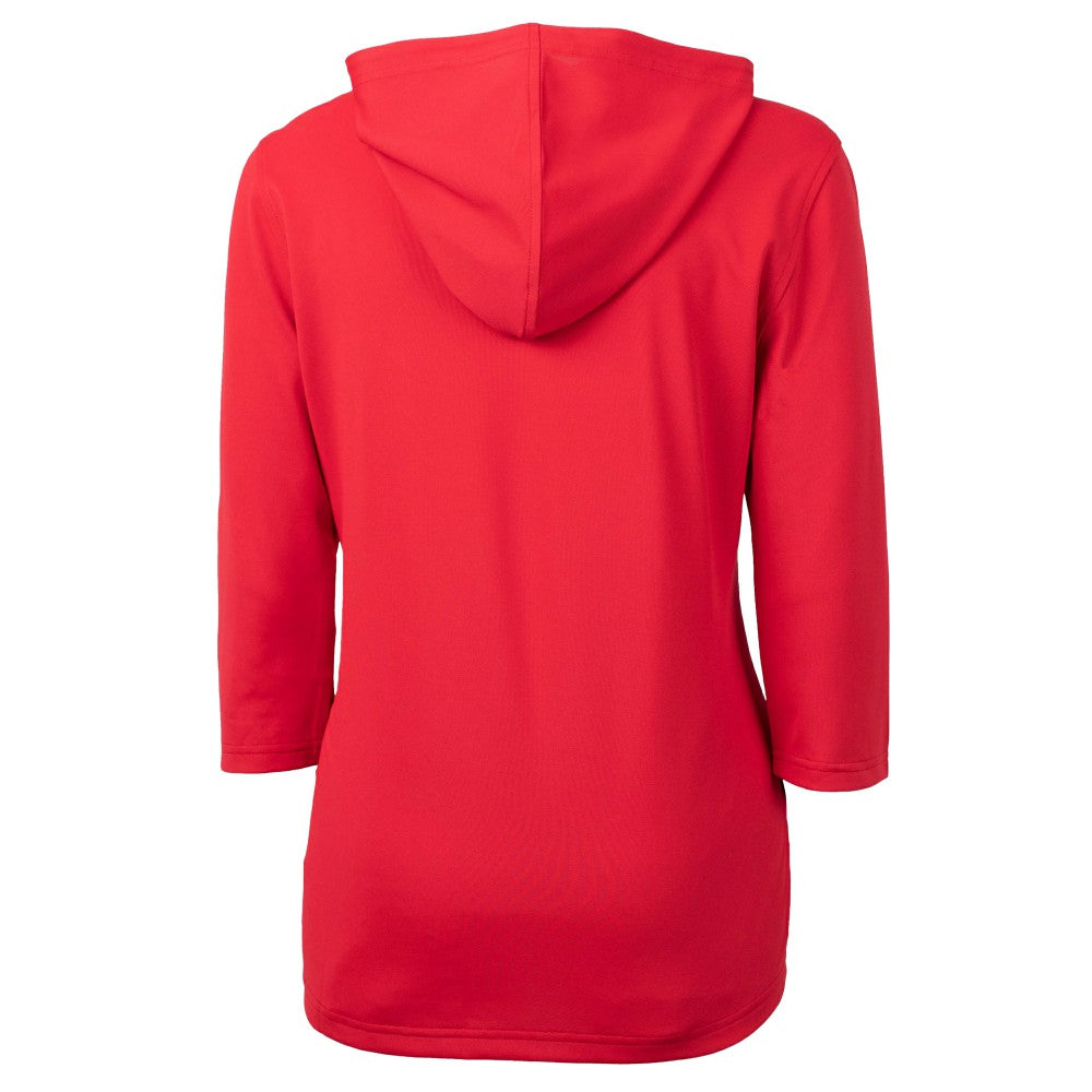 MLB Cleveland Guardians Cutter & Buck Women's  DryTec Virtue Eco Pique Recycled 3/4-Sleeve Half-Zip Pullover Hoodie