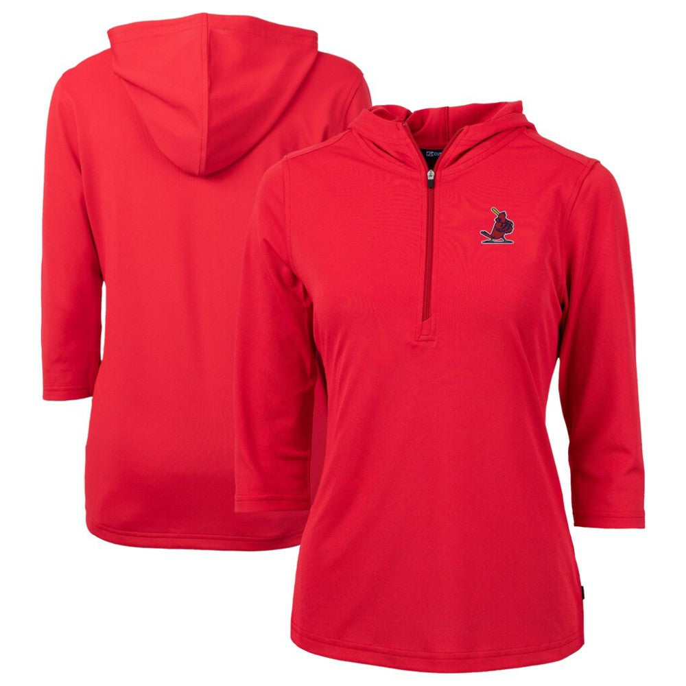 MLB St. Louis Cardinals Cutter & Buck Women's Cooperstown Collection DryTec Virtue Eco Pique Recycled 3/4-Sleeve Half-Zip Pullover Hoodie