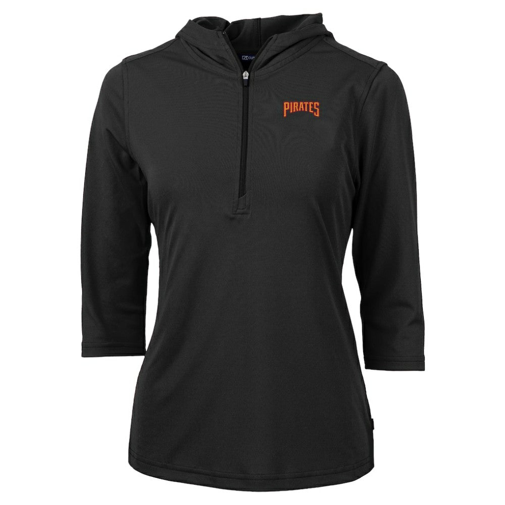 MLB Pittsburgh Pirates Cutter & Buck Women's  DryTec Virtue Eco Pique Recycled 3/4-Sleeve Half-Zip Pullover Hoodie