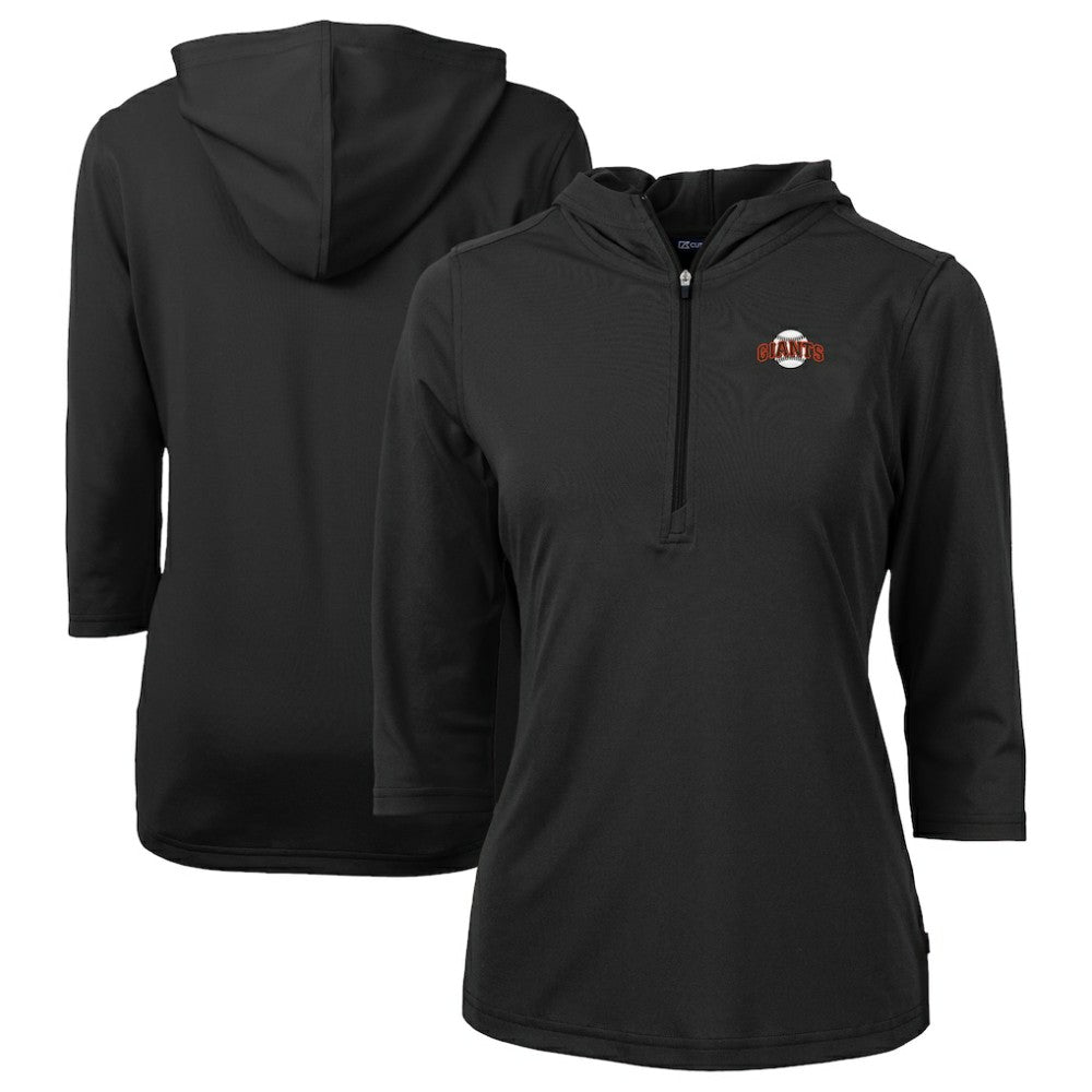 MLB San Francisco Giants Cutter & Buck Women's  DryTec Virtue Eco Pique Recycled 3/4-Sleeve Half-Zip Pullover Hoodie