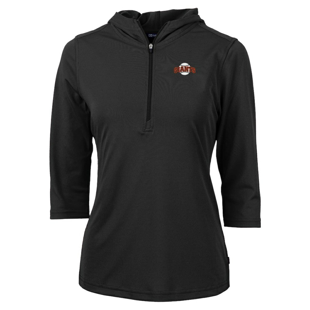 MLB San Francisco Giants Cutter & Buck Women's  DryTec Virtue Eco Pique Recycled 3/4-Sleeve Half-Zip Pullover Hoodie