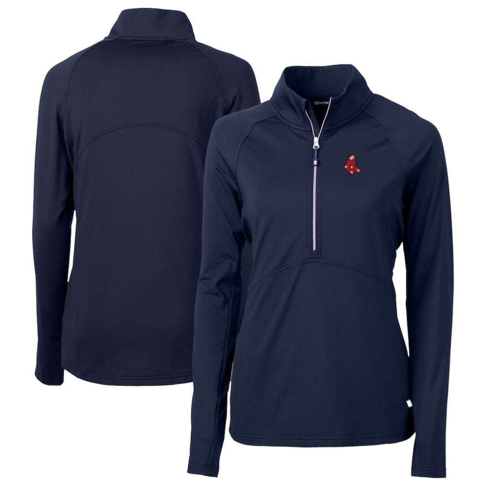 MLB Boston Red Sox Cutter & Buck Women's  DryTec Adapt Eco Knit Stretch Recycled Raglan Half-Zip Top