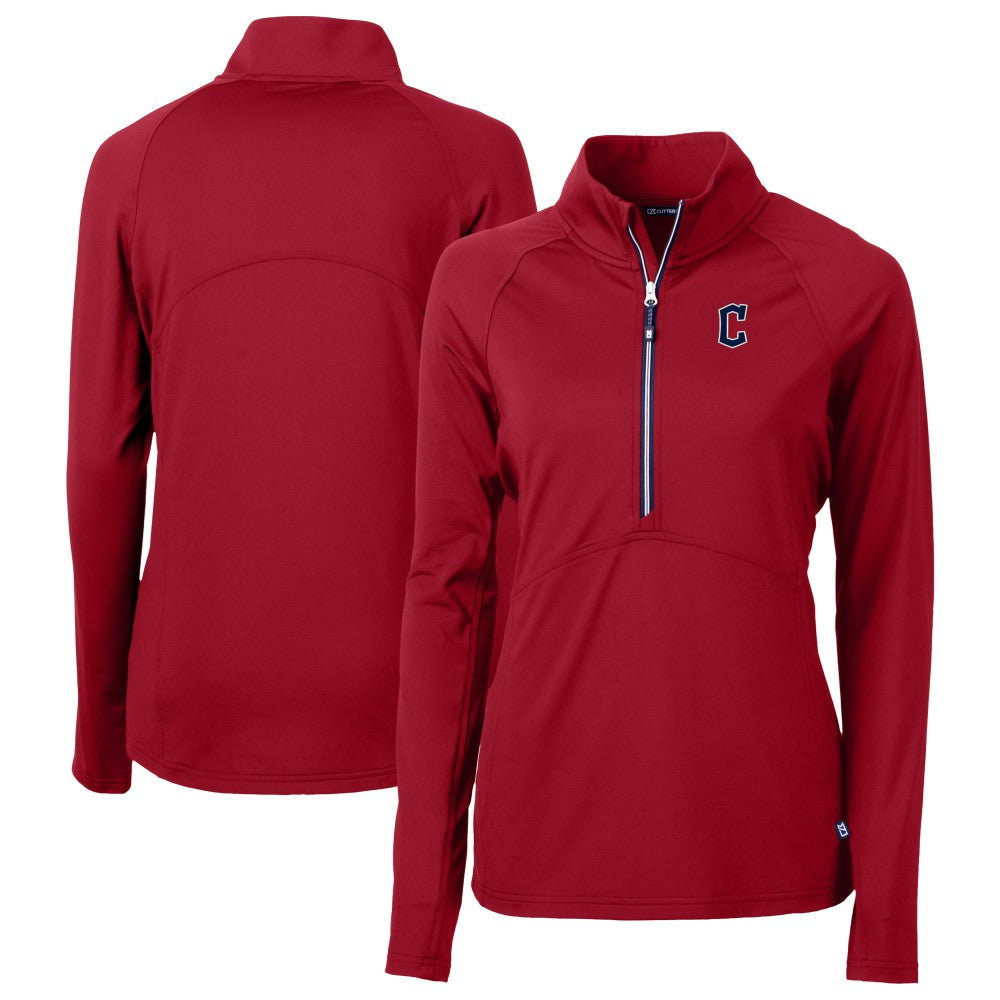MLB Cleveland Guardians Cutter & Buck Women's  DryTec Adapt Eco Knit Stretch Recycled Raglan Half-Zip Top