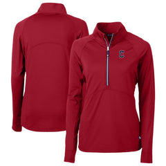 MLB Cleveland Guardians Cutter & Buck Women's  DryTec Adapt Eco Knit Stretch Recycled Raglan Half-Zip Top