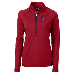 MLB Cleveland Guardians Cutter & Buck Women's  DryTec Adapt Eco Knit Stretch Recycled Raglan Half-Zip Top