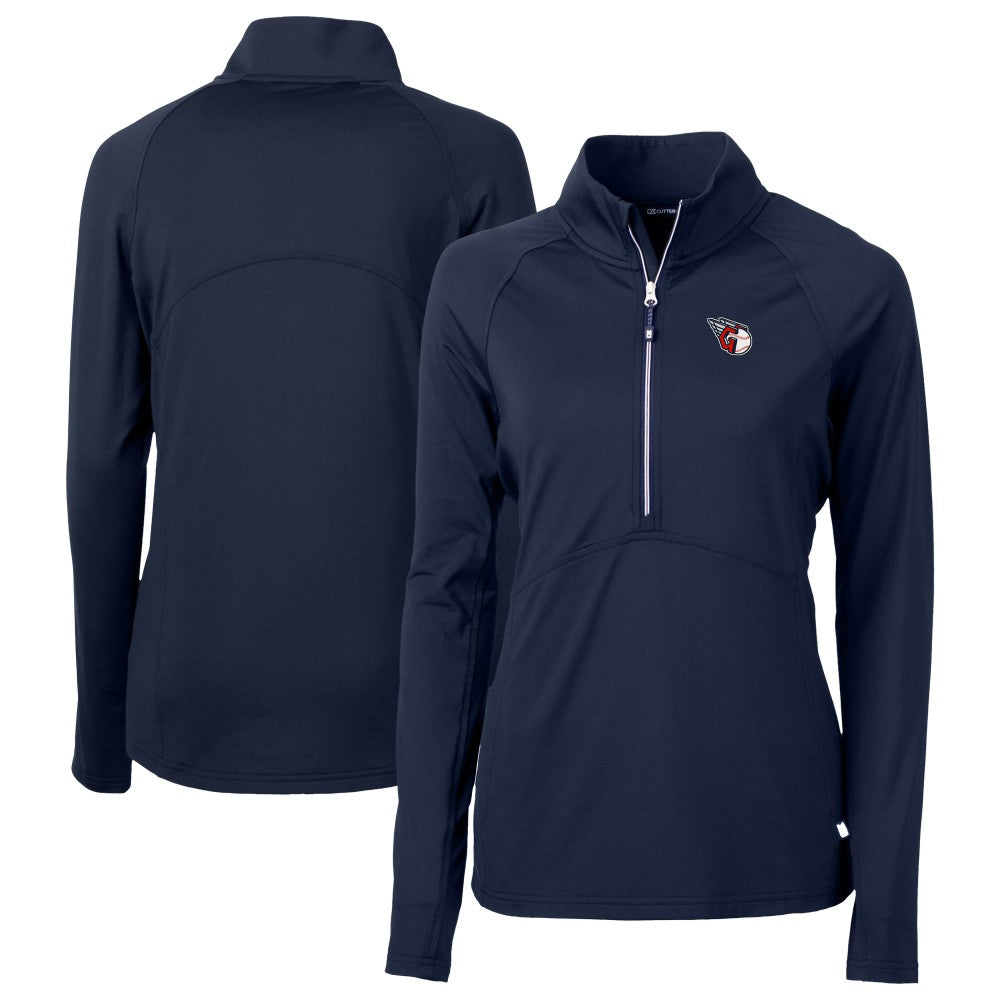 MLB Cleveland Guardians Cutter & Buck Women's  DryTec Adapt Eco Knit Stretch Recycled Raglan Half-Zip Top