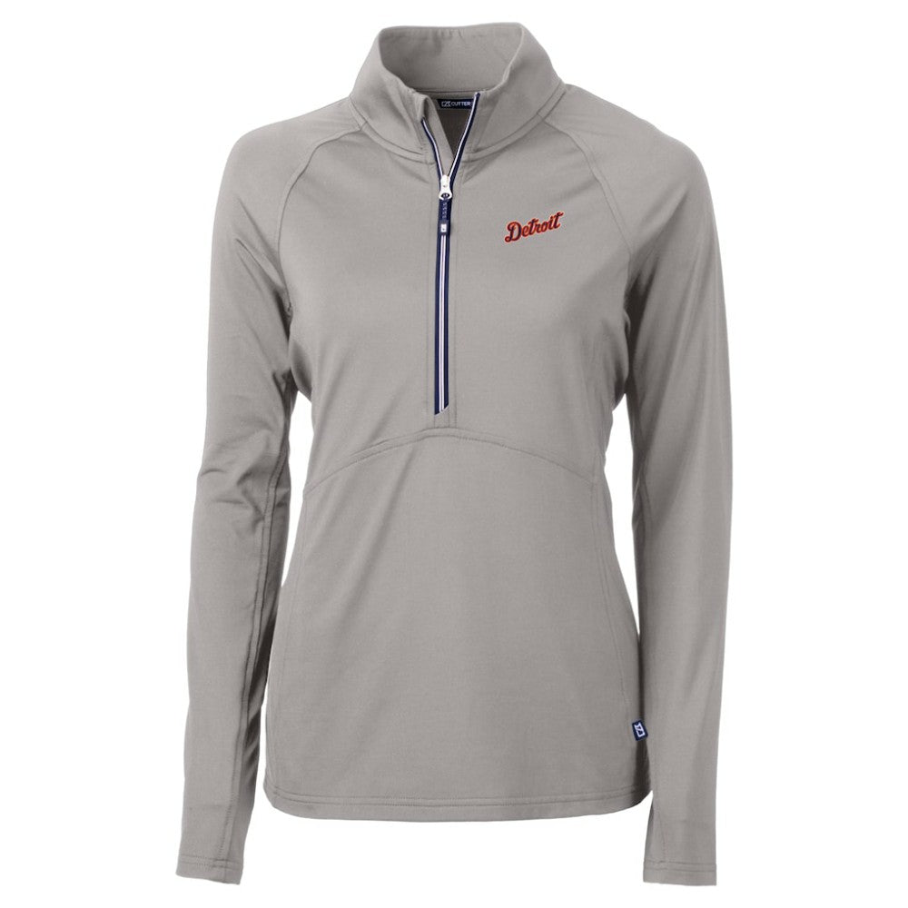 MLB Detroit Tigers Cutter & Buck Women's  DryTec Adapt Eco Knit Stretch Recycled Raglan Half-Zip Top