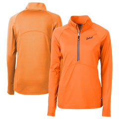 MLB Detroit Tigers Cutter & Buck Women's  DryTec Adapt Eco Knit Stretch Recycled Raglan Half-Zip Top