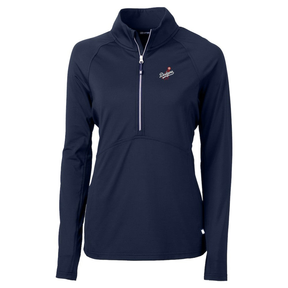 MLB Los Angeles Dodgers Cutter & Buck Women's  DryTec Adapt Eco Knit Stretch Recycled Raglan Half-Zip Top